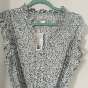 Outerknown Floral Ruffle Blouse - Gray